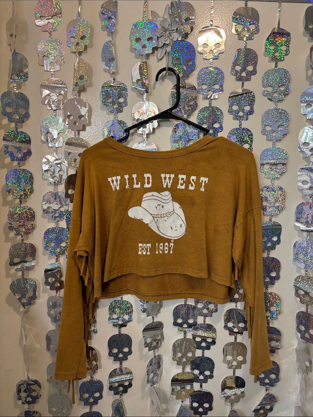 Mustard Wild West Cropped Crewneck Sweater